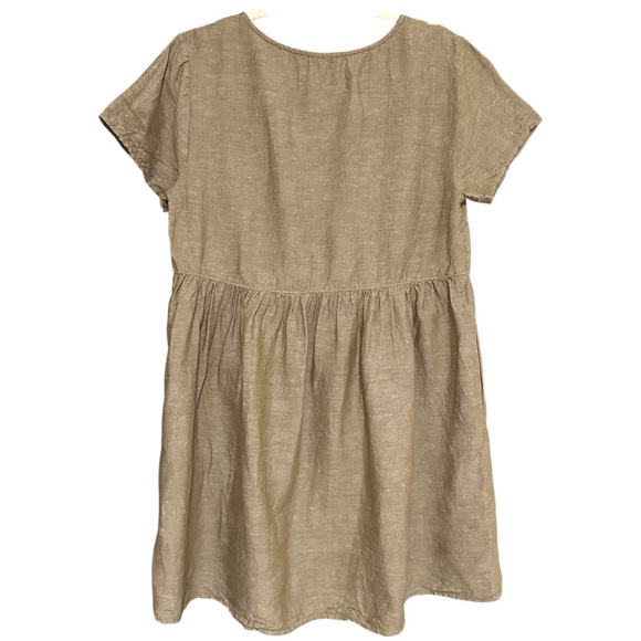 Madewell Linen Blend Button Down Babydoll Short Sleeve Mini Dress Size Medium - Picture 6 of 8